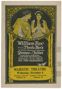 Promotional poster from the 1916 film of "Romeo and Juliet." Courtesy of the Folger Shakespeare Library.